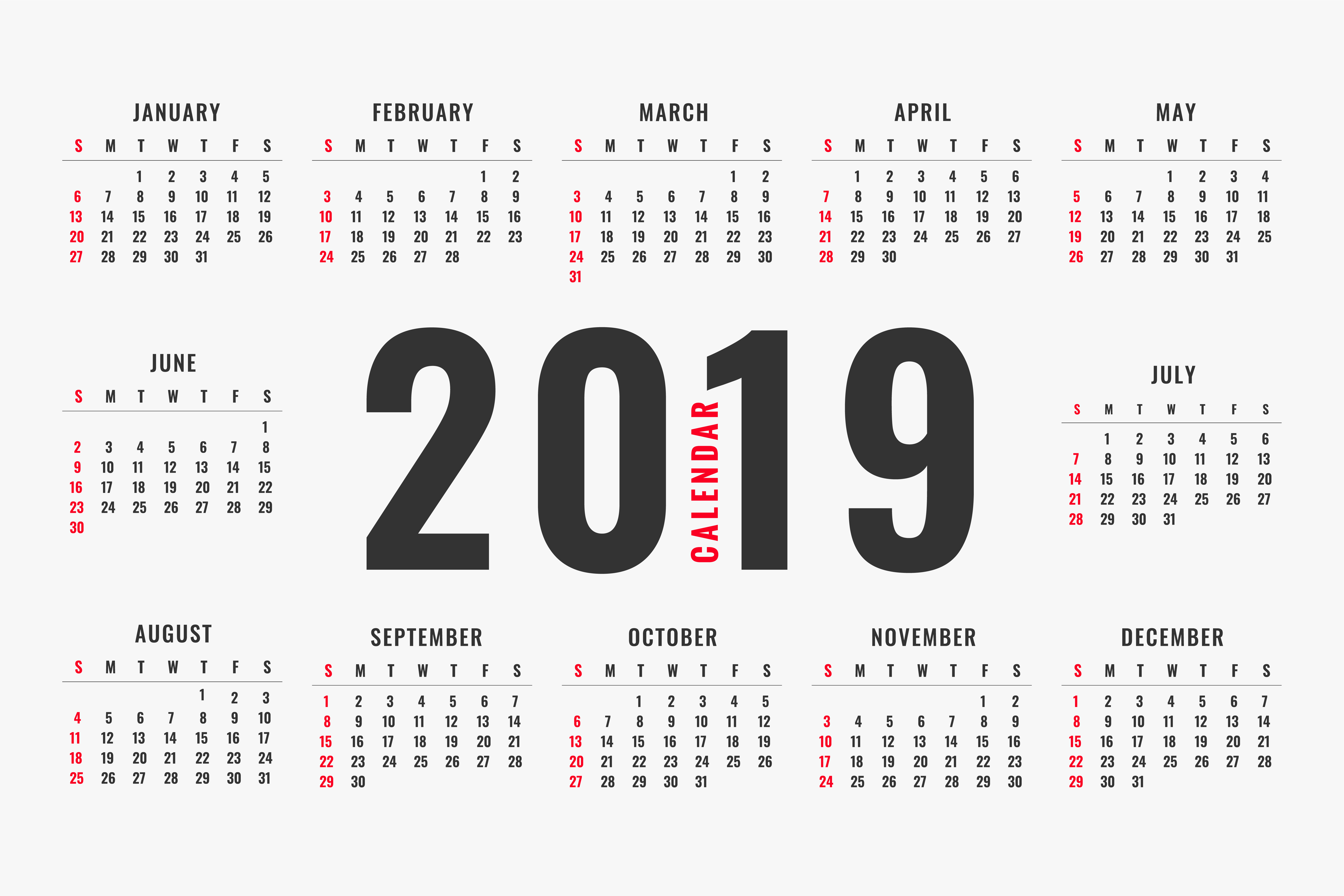 2019 calendar